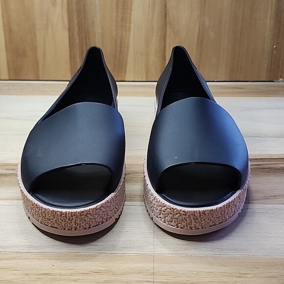 MELISSA SHOES PUZZLE BLACK OPEN-TOE SLIP ON PLATFORM LOAFERS SIZE 40 SCENTED - Picture 2 of 16